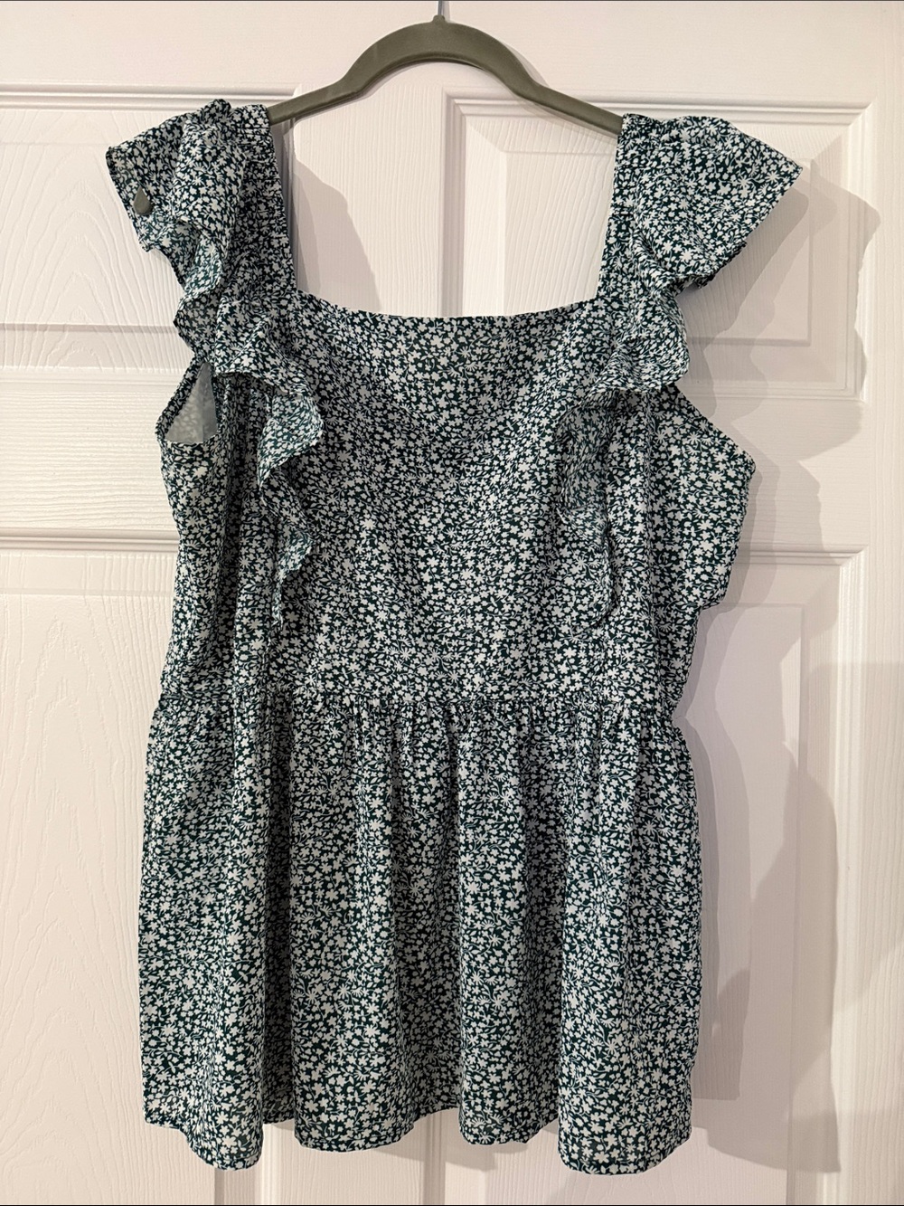 Staccato Green Floral Ruffle Blouse